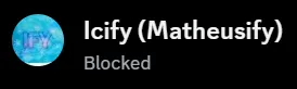 Screenshot showing that I have blocked Mathues' main account