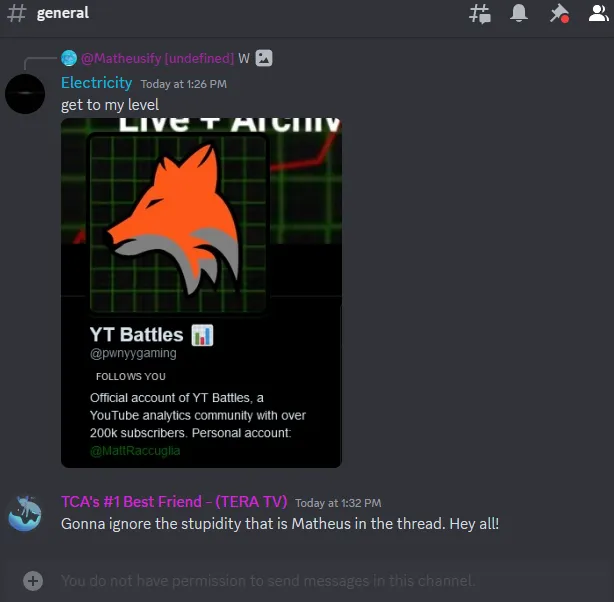 A screenshot from TERA, showing that the general chat was locked