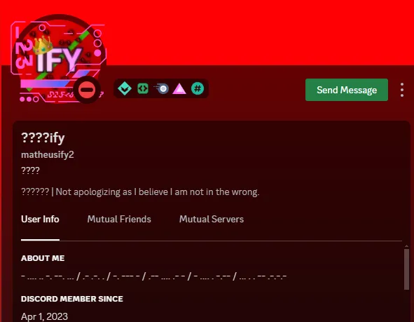 A screenshot of Matheus' profile, with his status saying \