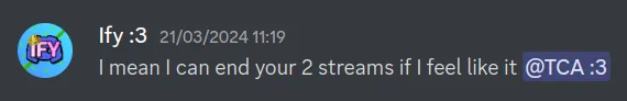 Matheus threatening to end my 2 streams