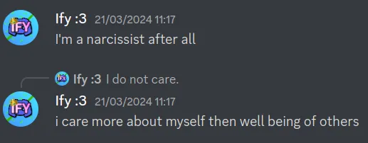 Matheus saying that he's a narcissist