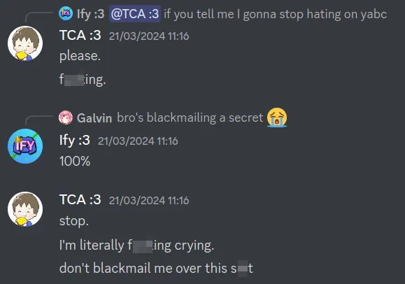 Me telling Matheus to stop because I was criyng
