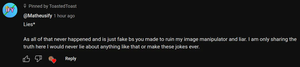 Matheus saying that the post is all lies