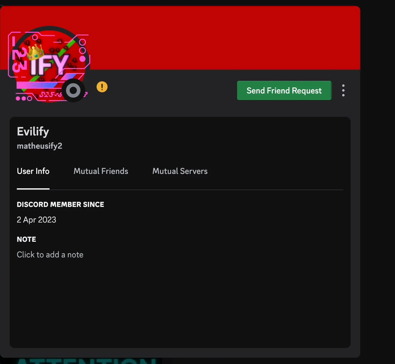 Matheus' profile, with his display name set as \
